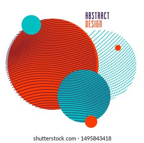 Trendy circles vector abstract composition, artistic background with dotted particles flow textures, design template for different ads.