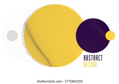 Trendy circles vector abstract composition, artistic background with dotted particles flow textures, design template for different ads.