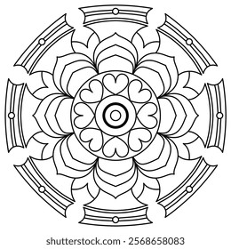 trendy circular mandala design for coloring book page , creative mandala art for wall art
