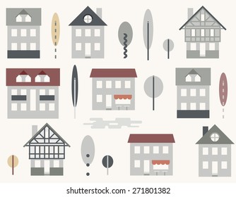 Trendy cityscape seamless pattern. High quality vector design element