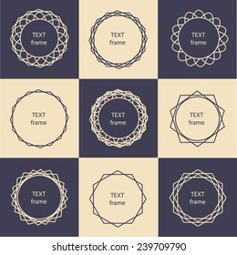 trendy classic hipster style text frame collection set design elements- website outline impress signs