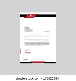 Trendy Clean Creative Black and Red Professional Corporate Business style Letter Head design Template Vector illustration.