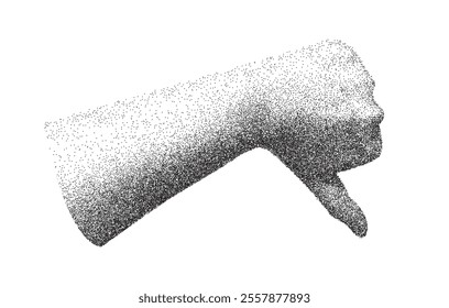 Trendy clip art element y2k  stipple hand gesture with stippling photocopy effect . Vector dots texture, grain contrast effect