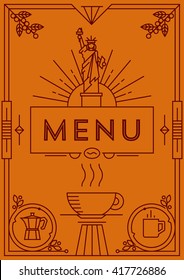 Trendy Coffee Menu Design with Linear Icons