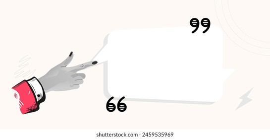 Mensaje de burbuja de discurso de mano. Espacio vacío para el texto. Ilustración de Anuncio moderno