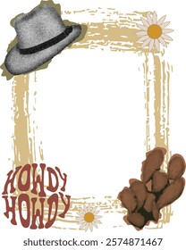 Trendy Collage frame in Wild West style. Cowboy boho design