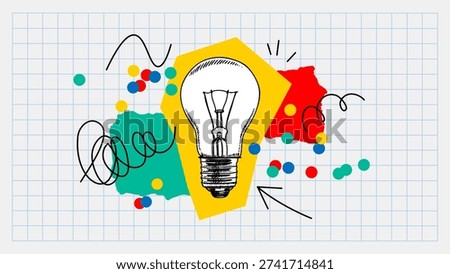 Trendy collage of sketch brain with doodles. Education, university, school, psychology, mental health, coaching, e-learning, wellness concept. Hand drawn vector illustration.