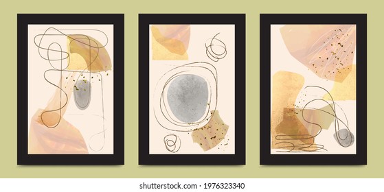 A trendy collection of abstract creative and artistic minimal hand-painted compositions. Use it for social networking stories, poster illustrations, cards and postcards