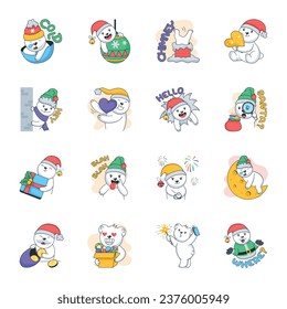 Trendy Collection of Christmas Celebration Flat Stickers 

