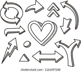 Trendy collection of different arrow icons in modern style