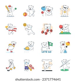 Trendy Collection of Flat Style Sports Activities Stickers 

