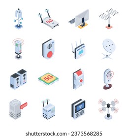 Trendy Collection of Isometric Smart Communication Icons 

