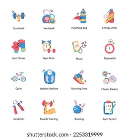 Trendy Collection of Workout Hand Drawn Icons 

