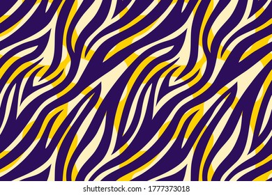 Trendy color abstract tiger pattern background. Hand drawn fashionable wild animal skin texture for fashion print design, cover, banner, wallpaper. Vector illustration.