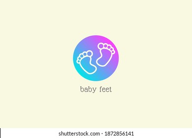 trendy color circle with negative space of baby feet logo