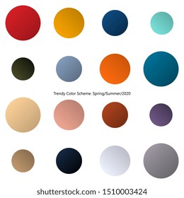 Trendy color design scheme by gradient. Spring and summer 2020