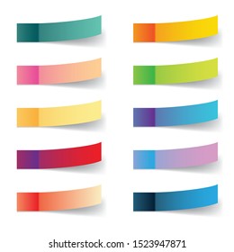 Trendy color gradient sticky notes or reminder stickers isolated on white background. 