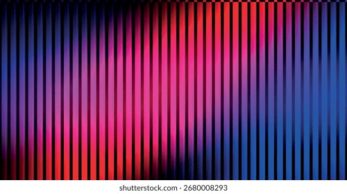 Fundo horizontal da cor da moda de efeito de vidro com nervuras. Textura de plástico iridescente com cobertura listrada. Banner de gradiente com textura holográfica. Ilustração vetorial.
