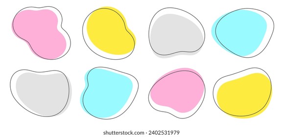 Trendy color liquid shapes set. Organic amoeba round blot form collection