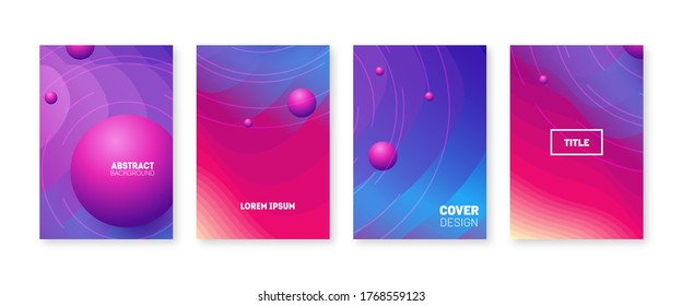 Trendy color minimal cover set. Modern wave lines and shapes.  Abstract gradient banner template.