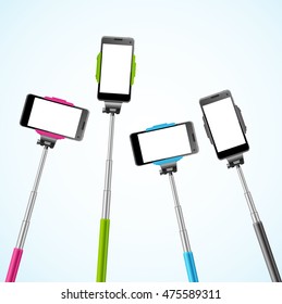 Trendy Color Monopods Template for Selfie. Vector illustration