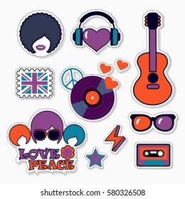 Trendy color musical patches, stickers and pins