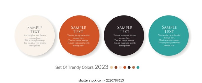 Trendy color palette materials, color schemes, color charts, color swatches, and basic colors. 