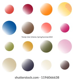 Trendy color scheme by gradient spheres. Spring and summer 2019