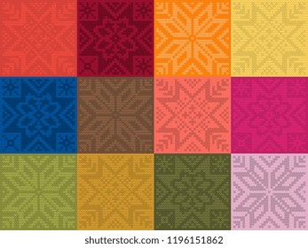 Trendy color seamless pattern by plain color knitted patches. Spring and summer 2019