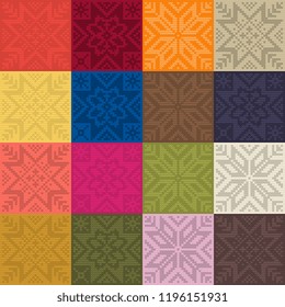 Trendy color seamless pattern by plain color knitted patches. Spring and summer 2019