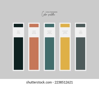 Trendy color swatches. Collection palettes of color swatches for business infographic, social media, mobile app, flat web design, backgrounds. Set of multicolored colors. Vector Illustration