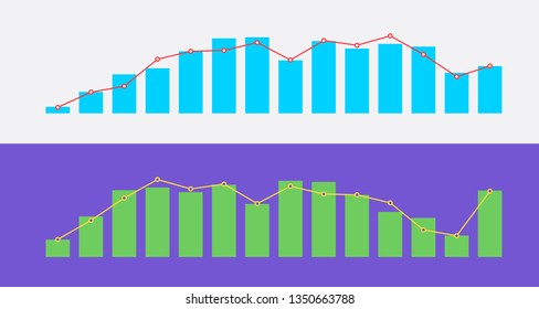 Trendy colored analytical chart presented in a form of diagram. Cool colors. Vector design illustration. 