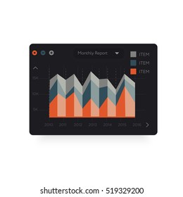 Trendy colored analytical chart presented in a form of diagram. Cool colors. Vector design illustration. 