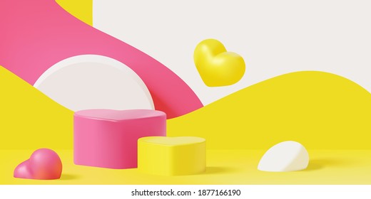 Trendy colorful abstract geometric podium scene for valentine's day product display presentation vector