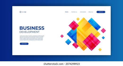 Trendy colorful abstract technology design template for web. Dynamic gradient composition. For landing pages, covers, brochures, flyers, presentations, banners. Corporate web page vector illustration.