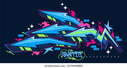 Trendy Colorful Abstract Urban Street Art Graffiti Style Arrows Vector Illustration Template Background