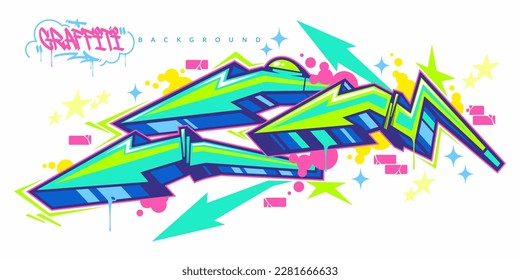 Trendy Colorful Abstract Urban Street Art Graffiti Style Arrows Vector Illustration Template