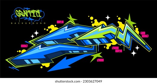 Trendy Colorful Abstract Urban Street Art Graffiti Style Arrows Vector Illustration Template Background