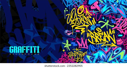 Trendy Colorful Abstrakter Urban Style Hip Hop Graffiti Street Art Vektorgrafik Hintergrund Vorlage