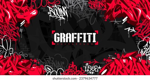 Trendy Colorful Abstract Urban Style Hiphop Graffiti Street Art Vector Illustration Background Template