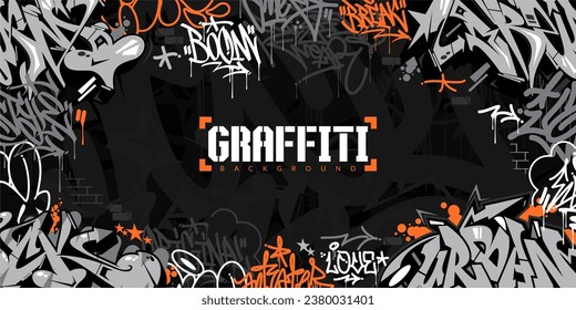 Trendy Colorful Abstract Urban Style Hiphop Graffiti Street Art Vector Illustration Background Template