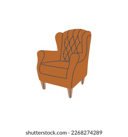 Trendy colorful armchair. Modern soft furniture. For interior design and decoration. Hand drawn vector illustration isolated on white background.