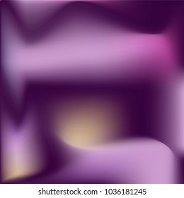 Trendy colorful blur fluid texture. Hologram foil motion background. Violet abstract gradient holographic blurry backdrop. Vector design template.
