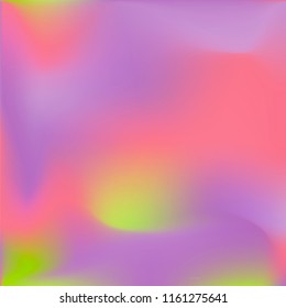 Trendy colorful blur fluid texture. Hologram foil motion background. Abstract gradient holographic blurry backdrop. Vector design template
