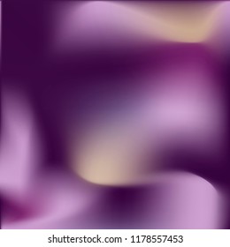 Trendy colorful blur fluid texture. Hologram foil motion background. Violet abstract gradient holographic blurry backdrop. Vector design template.
