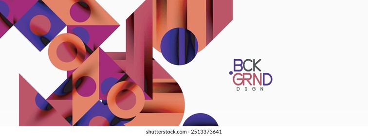 Trendy colorful circles, lines, arrows, triangles and other geometric shapes. Vector Illustration For Wallpaper, Banner, Background, Card, Book Illustration, landing page