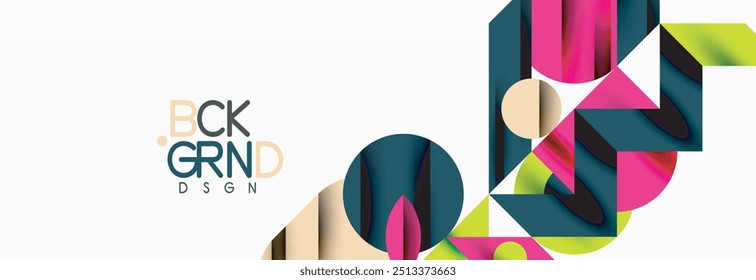 Trendy colorful circles, lines, arrows, triangles and other geometric shapes. Vector Illustration For Wallpaper, Banner, Background, Card, Book Illustration, landing page