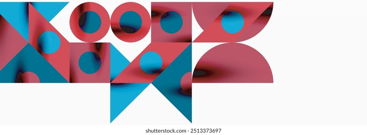 Trendy colorful circles, lines, arrows, triangles and other geometric shapes. Vector Illustration For Wallpaper, Banner, Background, Card, Book Illustration, landing page