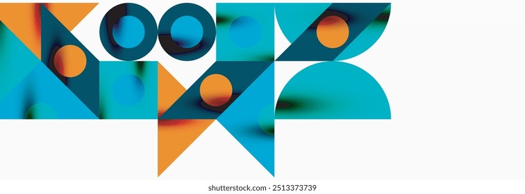 Trendy colorful circles, lines, arrows, triangles and other geometric shapes. Vector Illustration For Wallpaper, Banner, Background, Card, Book Illustration, landing page