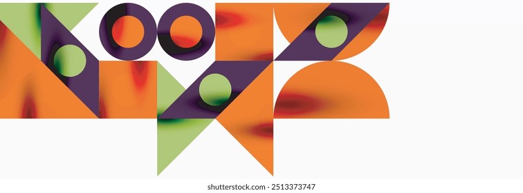 Trendy colorful circles, lines, arrows, triangles and other geometric shapes. Vector Illustration For Wallpaper, Banner, Background, Card, Book Illustration, landing page